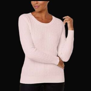 💕🛍 Karen Scott Cable-Knit Crewneck Sweater Pink size medium